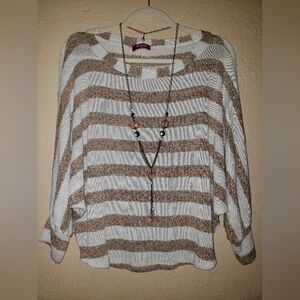 Shasa Striped Sweater with Necklace